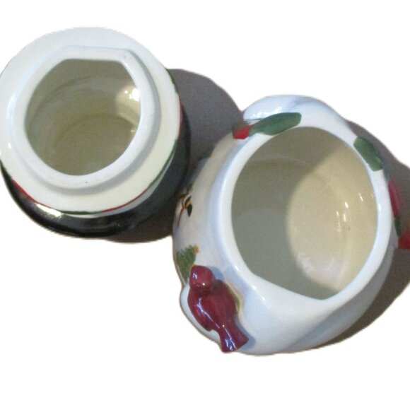 Ceramic Snowman Cookie JarTop Hat Scarf Cardinal Winter Holiday 12"   ki - Picture 6 of 6